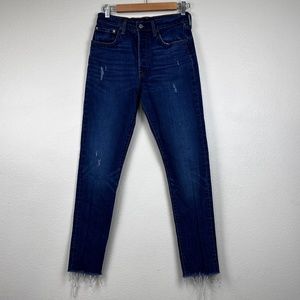 Levi’s Premium 501S Skinny High Rise Jeans w/ Button Fly & Frayed Hem Size 27